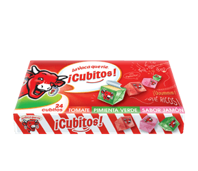 La Vaca que ríe Cubitos Sabor Tomate, Pimienta Verde y Jamón